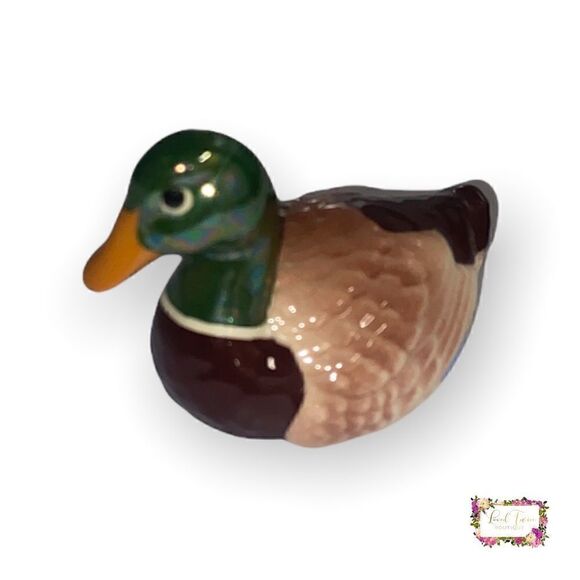 Vintage Miniature Ceramic Porcelain Hand Painted Mallard Duck Figurine - Picture 3 of 14